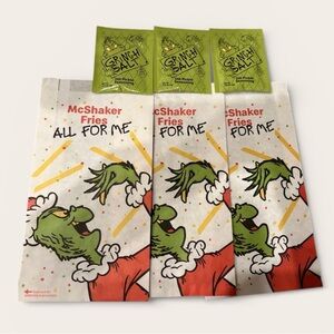 2025 McDonalds Grinch Dill Pickle Season Salt and Fries McShaker Bags (Lot of 3)